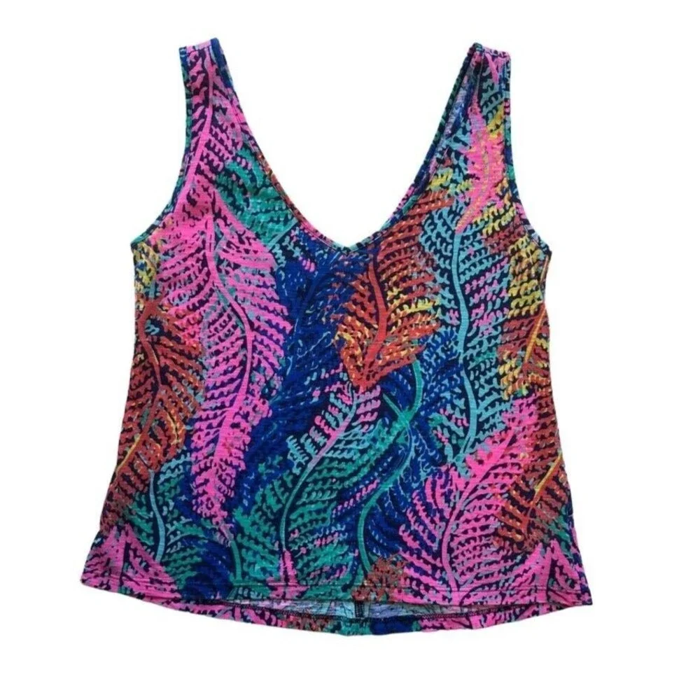 Lilly Pulitzer Gigi V Neck Tank Beach Resort Tank Top Electric Feel Size XS